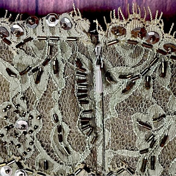 Tadashi Shoji Collection Metallic Beaded Party Dress - Picture 8 of 11